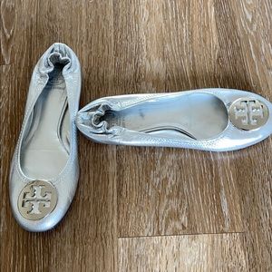 Tory Burch Silver Ballet Flat